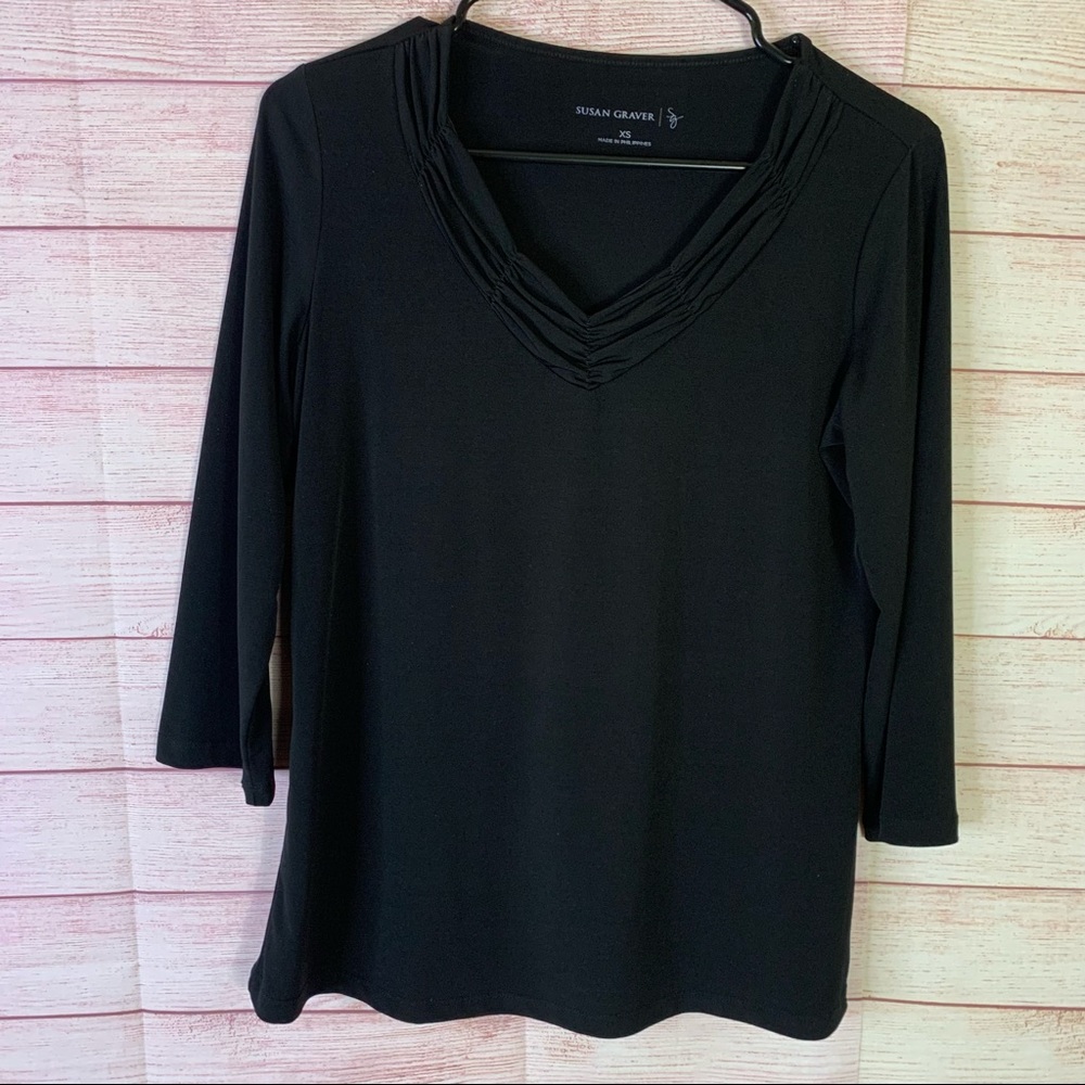 Susan Graver Black Blouse Size XS‎